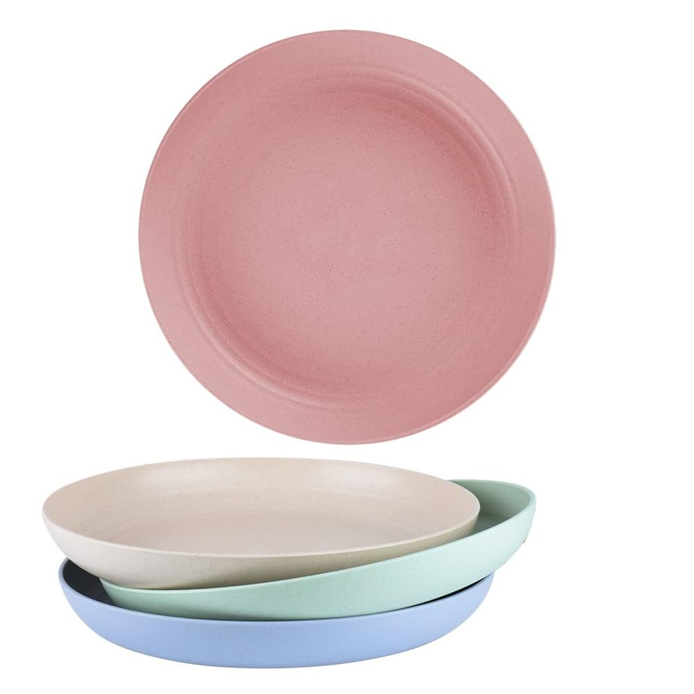 Dinner Plates Set, Azonee 4 Pack 8" Plastic Unbreakable Plates Set for Family Party Picnic Home, Dishwasher Microwave Safe, Dessert Plates, Breakfast Plates Dinner Plates