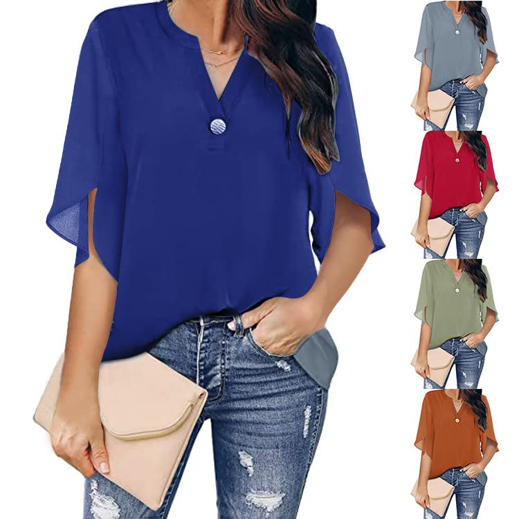 Womens Clothes Fashion Women Shirt V Neck Shirts Summer with Short Sleeve