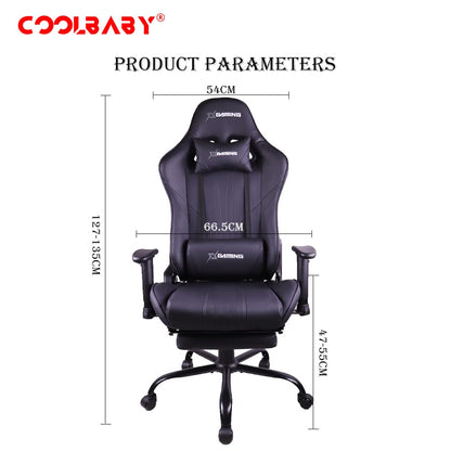 COOLBABY Gaming Chair LED Light Racing Chair,Ergonomic Office Massage Chair,Lumbar Support and Adjustable Back Bench,Bluetooth Speaker…