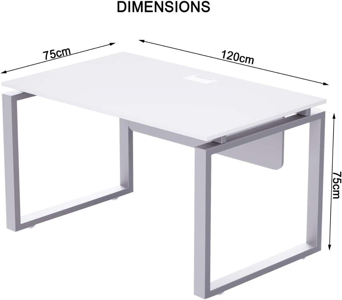 Mahmayi Carre Modern Workstation- Office Furniture with Steel Square Metal Legs, Silver Modesty Panel, Wood 3 Drawer Mobile Storage Unit, Tempered Glass Top for Office Executives, Home (140CM, White)