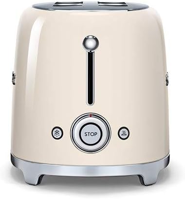 Smeg TSF02CRUK, 50's Retro Style 4 Slice Toaster,6 Browning Levels,2 Extra Wide Bread Slots, Defrost and Reheat Functions, Removable Crumb Tray, Cream, 1 Year Warranty