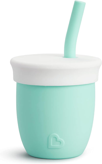 Munchkin C’est Silicone! Open Toddler and Baby Cup for Babies and Toddlers 4 Months+, Ideal Transition Sippy Cup and Suitable Free Flow Sippy Cup for Baby and Toddler weaning, 2oz/60ml, Mint