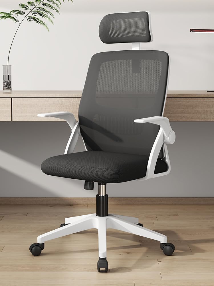 Peng General Ergonomic Office Chair, Home Mesh Office Desk Chairs with Wheels, Computer Task Chair for Adults, 300 lb Capacity, Office Chair for Study and Work (White/Black)