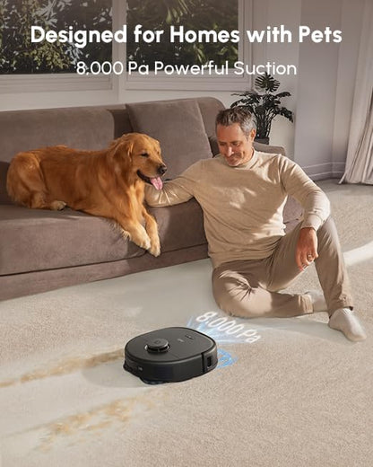 eufy X10 Pro Omni Robot Vacuum and Mop with 8,000 Pa Suction, Dual Mops with 12 mm Auto-Lift and Carpet Detection, AI Obstacle Avoidance, Auto Mop Washing, Self-Drying, Self-Emptying, Self-Refilling