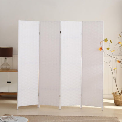 Valman Foldable Movable Stretch Room Divider, Fully Hand-woven Entrance Partition, Suitable for Office, Bedroom, Living Room, Hotel Room Wall, (Milk White)