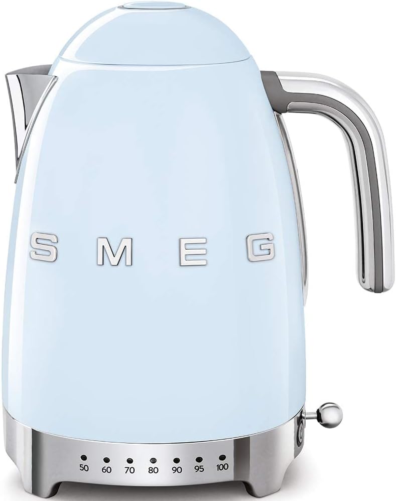 Smeg Klf04PkUK, 50'S Retro Style Kettle, 7 Temperature Settings, 1.7 L Capacity With Water Level Indicator, 360 Swivel Base, Anti-Slip Feet, Soft Opening Lid, Stainless Steel, Pink, 1 Year Warranty