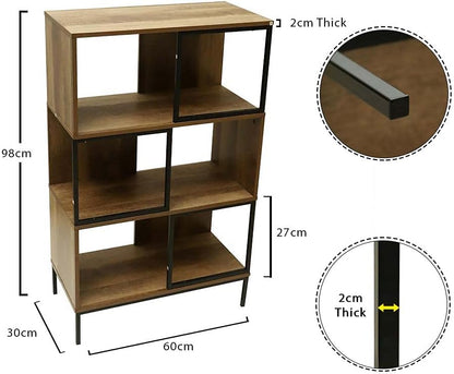 YAHOME 3 Tier Book Shelf File Magzine Newspaper Organizer With Large Storage Compartments Bookcase with Legs for Bedroom,Living Room,Office Decor