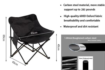 Mimiblack Camping Chair Foldable，folding chairs with side pocket and carrying bag,portable beach chair for adults,camping,Hiking,Backpacking，picnic,BBQ,Support 285Lbs(black)