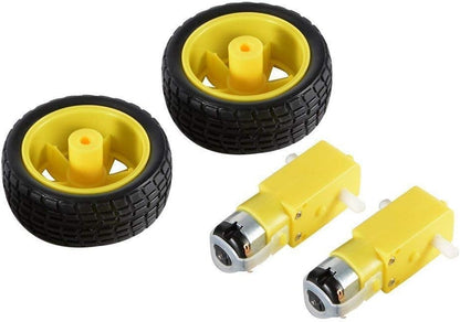 UIOTEC 2 Sets DC Gear Motor and Tire Wheel for DC 3V-6V Arduino Smart Car Robot Projects (Yellow)