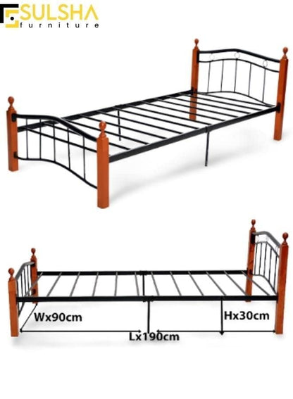 Modern Wooden Steel Single Bed With 6 Legs 90X190 Cm