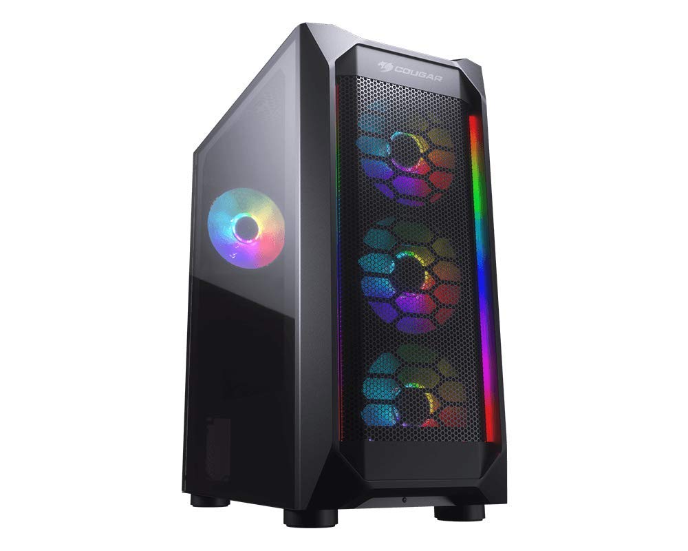 Cougar Mx410 Mesh-G RGB Powerful Airflow And Compact Mid-Tower Case With Tempered Glass, Dual RGB Strips And 4 X RGB Fans