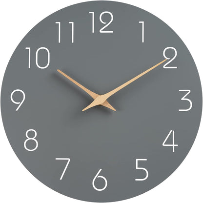 Mosewa Wall Clock 12 Inch Silent Non Ticking Wood Wall Clocks Battery Operated - Wooden White Modern Office Simple Minimalist Clock Decorative for Kitchen,Home,Bathroom,Living Room(12" White)