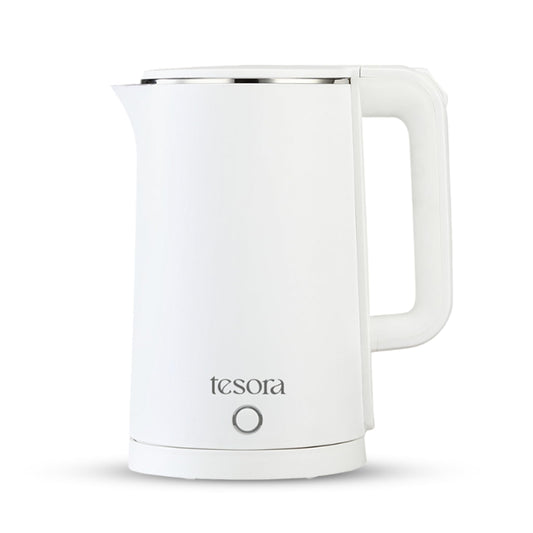 Tesora - Inspired by you Large Premium Electric Kettle 1.8L, Stainless Steel Inner Body - Auto Power Cut, Boil Dry Protection & Cool Touch Double Wall, Portable | 1500 Watts |1 Year Warranty | (White)