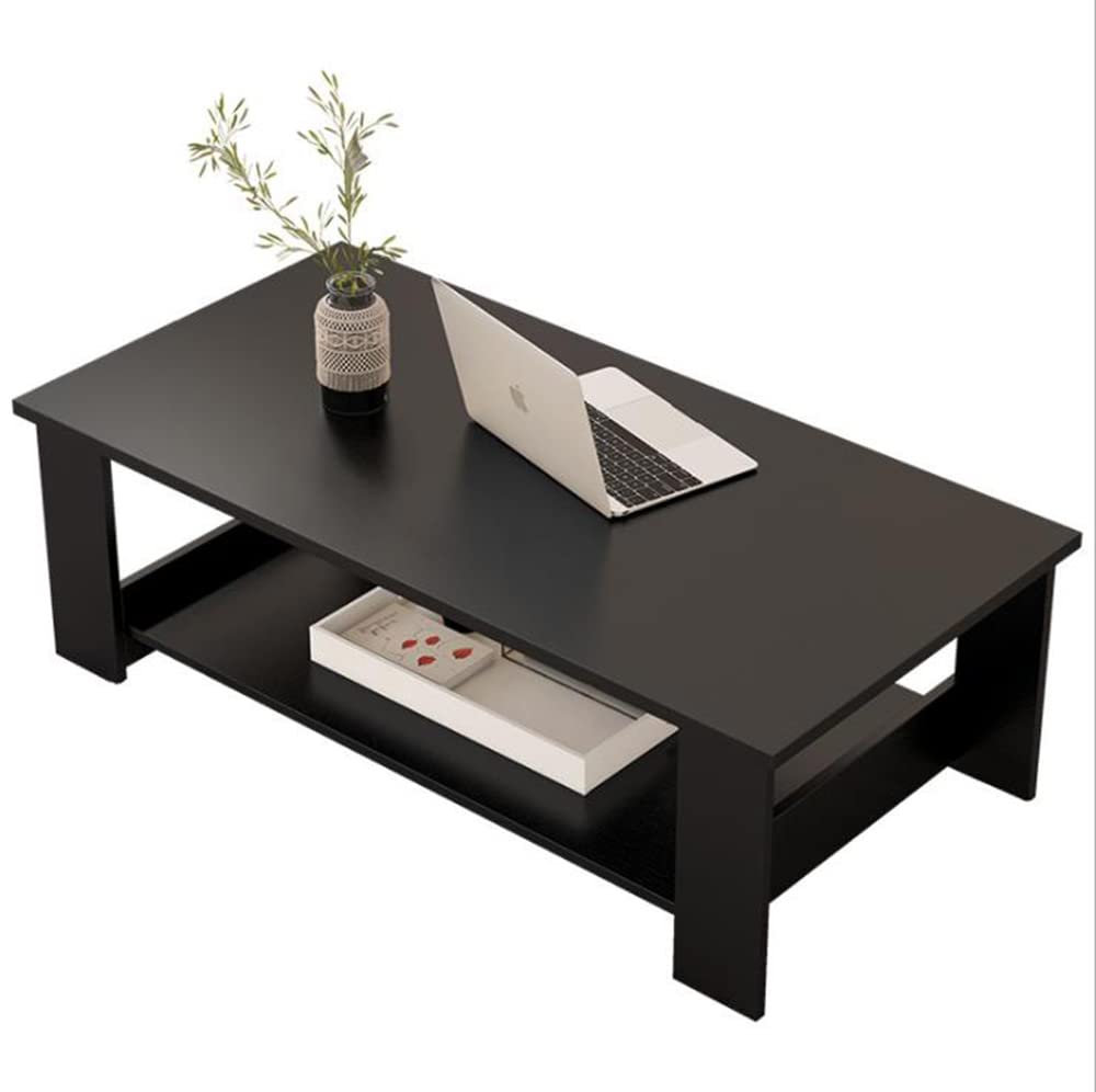 Coffee Table, Wood Tatami Low Table, Balcony Tea Table, Picnic Table, and Entertainment Table, for Living Room Home Office Rectangle Coffee Table (Black, 120 * 60 * 42cm)