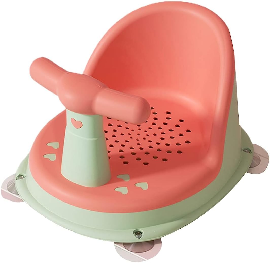 Premify Baby Bath Seat Portable Newborn Baby Bathtub Seat with Backrest & Suction Cups for Stability, Infant Bath Seat For 6-24 Months (Orange & Green)