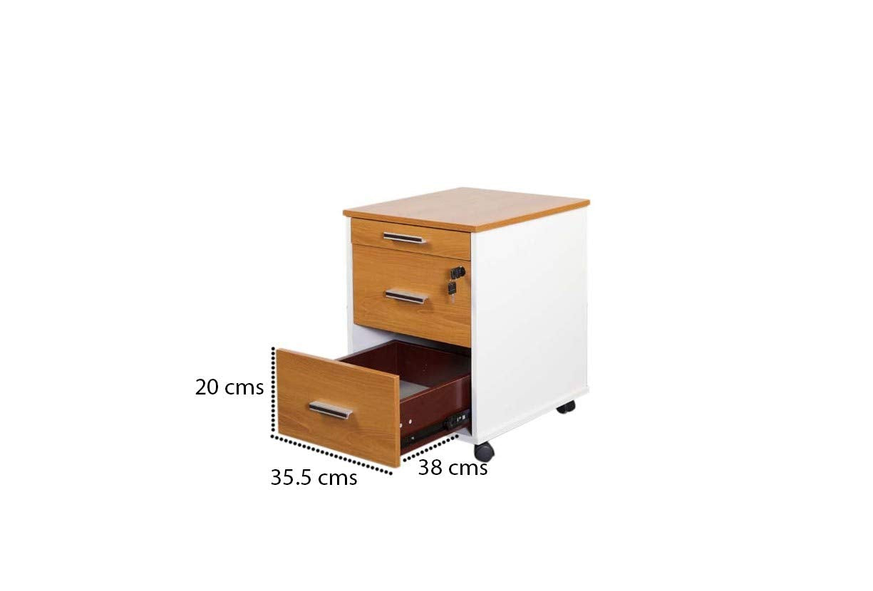 Mahmayi Zelda M225-16 Modern Executive Desk with Check Writing Ledge, Underneath Storage Cubby, Locking Drawer, and Storage Cabinet - Office Furniture for Productivity - Walnut/White (160cm)