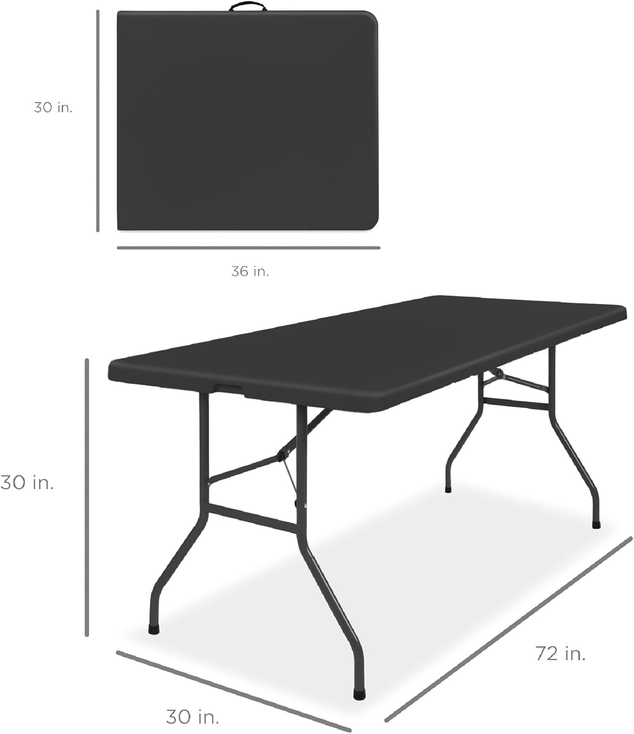 MOMENT [180×75×75cm] Folding Lightweight Trestle Outdoor Camping Table,Heavy Duty Plastic Outdoor Folding Picnic Table,Folding Trestle Table For BBQ Party, Folds in Half with Carry Handle