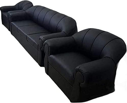 MAB FURNISHINGS 5-Seat Faux Leather Sofa Couch Set (Black