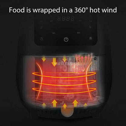 Jinou Airfryer 8L – Non-Stick bucket & Digital Temperature Control – The smart fryer Ideal for Frying, Grilling, Roasting, Baking, & Toasting Vegetables, French Fries, Chicken, Meat, and Fish