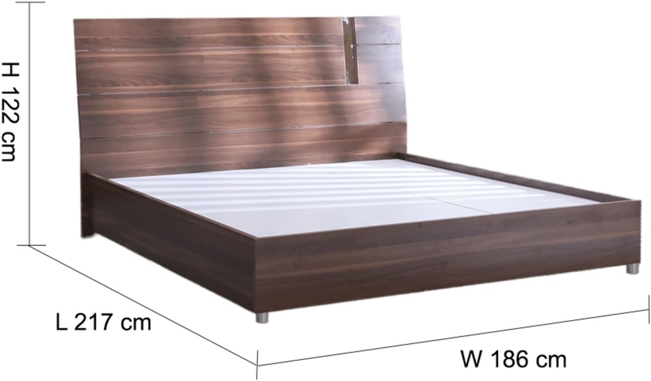 Danube Home - Maybell 180X200 King Bed Set-Walnut/Silver