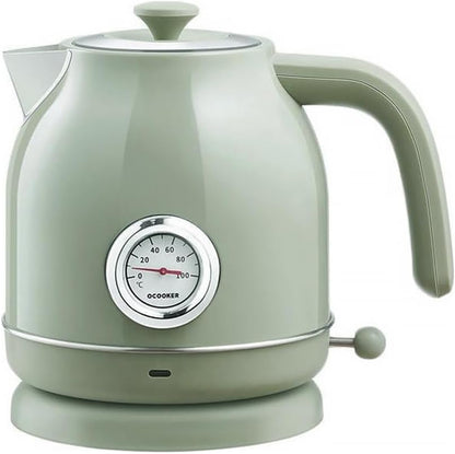 Qcooker Retro Electric Kettle with Mechanical Thermometer – 1.7 Liters 1800W (China Plug) (Green)