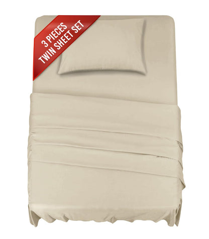 Premium Beige King Sheets Set - 1800 TC Series 4 Piece Bed Sheets - Soft Brushed Microfiber Fabric - 16 Inches Deep Pockets Sheets Wrinkle Free & Fade Resistant by Infinitee Xclusives