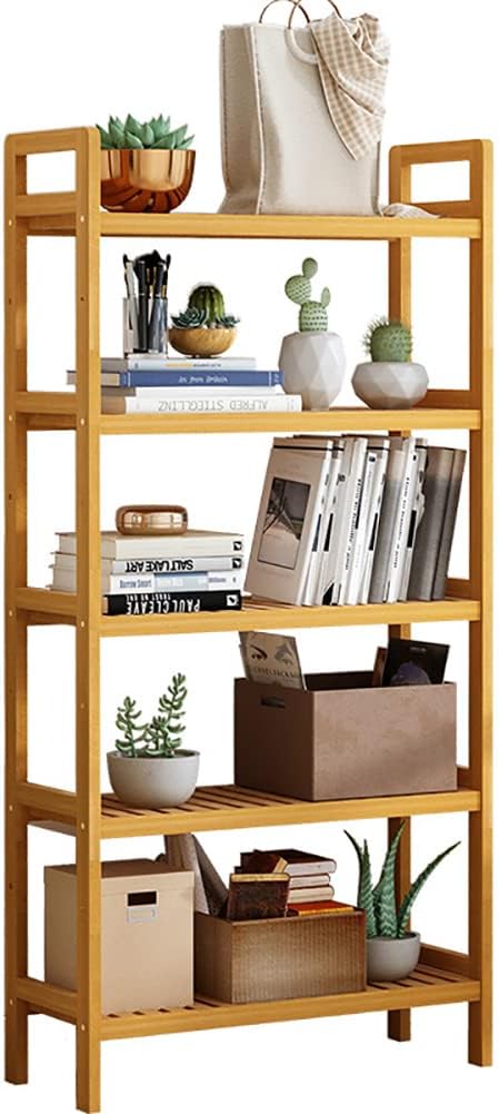 5 Tier Adjustable Tall Bookshelf,Open Back Standing Storage Organizer Display Shelf Unit,Industrial Rustic Bookshelf for Living Room,Bedroom,Office (Type 1)