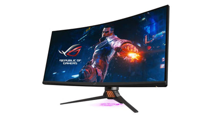 ASUS ROG Swift PG35VQ 35” Curved HDR Gaming Monitor, 200Hz, (3440 x 1440) 2ms, G-SYNC, Ultimate Eye Care, DisplayPort, HDMI, USB, Aura Sync - Black - CaveHubs