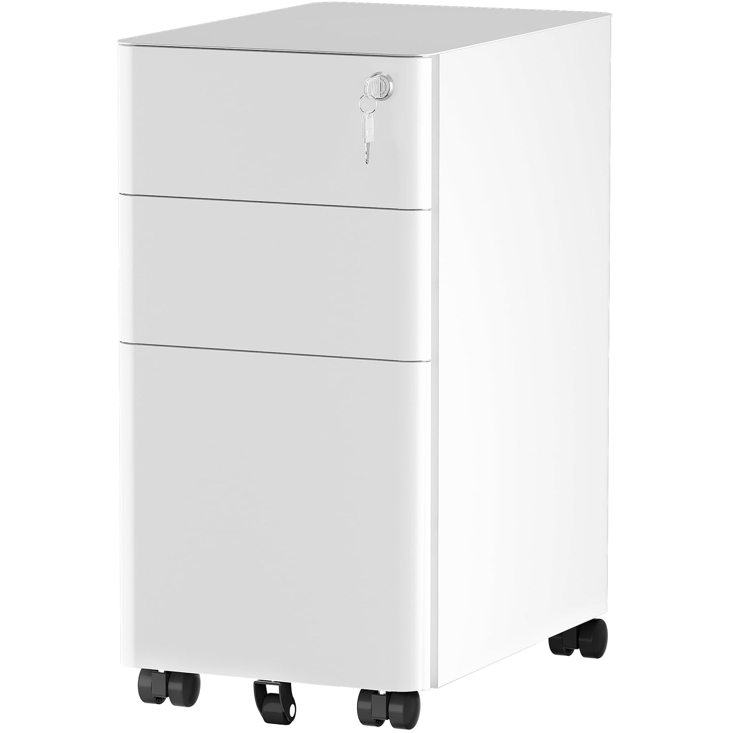 YITAHOME Fully Assembled Metal File Cabinet with 3 Lockable Drawers, Mobile Filing Cabinet for Home Office, Under Desk File Office Drawers for Letter/Legal/A4, Black, 30 x 46 x 59cm