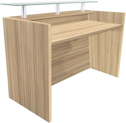 Mahmayi REC-2 Designer Reception Desk For Office Space, Front Office Desk (White-Coco Bolo)