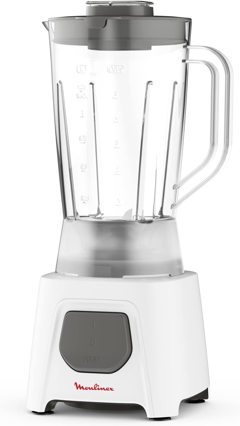 MOULINEX Blender | BlendForce XXL Jar 2.8 L Blender Smoothie Maker | Mixer | 600 W | 2 Attachments | 2.8L XXL Plastic Jar| 6 Powelix Blades | Ice Crush | 2 Speeds | 2 Years Warranty | LM458127