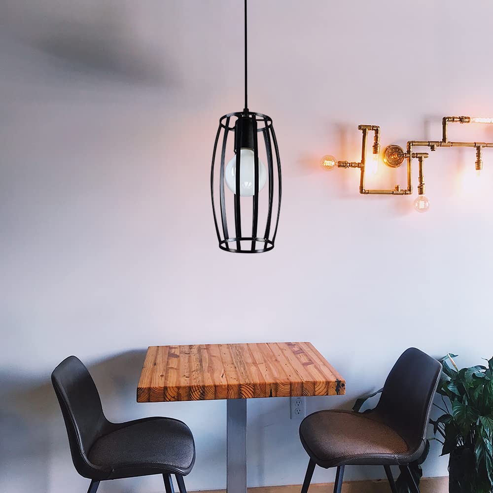 HUA QIANG WANG Industrial Pendant Light Fixture, 3-Light Vintage Black Ceiling Lamp, Adjustable Height Hanging Chandelier Lighting for Kitchen Island Living Room Dining Room Bedroom