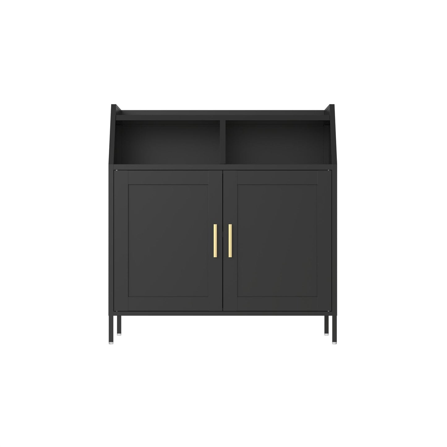 Fulvari Metal Kitchen Storage Cabinet with Adjustable Shelves,Sideboard Buffet Cabinet,Coffee Bar Cabinet with 2 Doors,Cupboard Console Table for Kitchen Living Dining Room Hallway Black