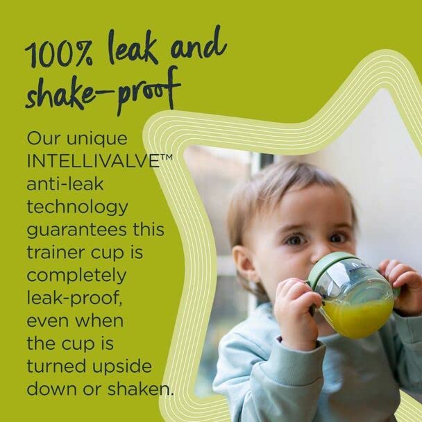 Tommee Tippee Superstar Sippee, Weaning Sippy Cup for Babies with INTELLIVALVE Leak and Shake-Proof Technology and BACSHIELD Antibacterial Technology, 4m+, 190ml, Pack of 1, Green