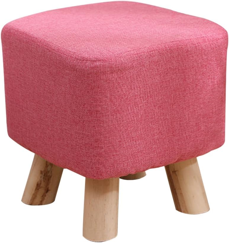 Packingoutlet Upholstered Footstool with Wooden Legs - Small Ottoman for Living Room, Bedroom, or Kids' Room