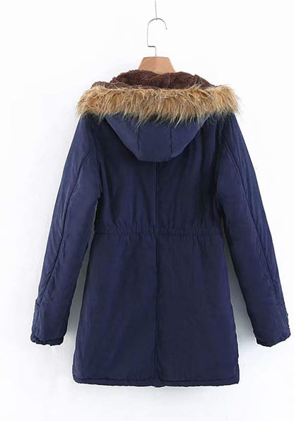 Yudesundo Down Padded Jackets for Women - Parka Winter Wear Overcoat Warm Waist Slim Fit Full Zipped Casual Faux Fur Lined Long Jackets