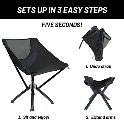 Portable Chair Camping Chairs - A Small Collapsible Portable Chair That Goes Every Where Outdoors. Compact Folding Chair for Adults That Sets Up in 5 Seconds | Camping Chair Supports 150KG