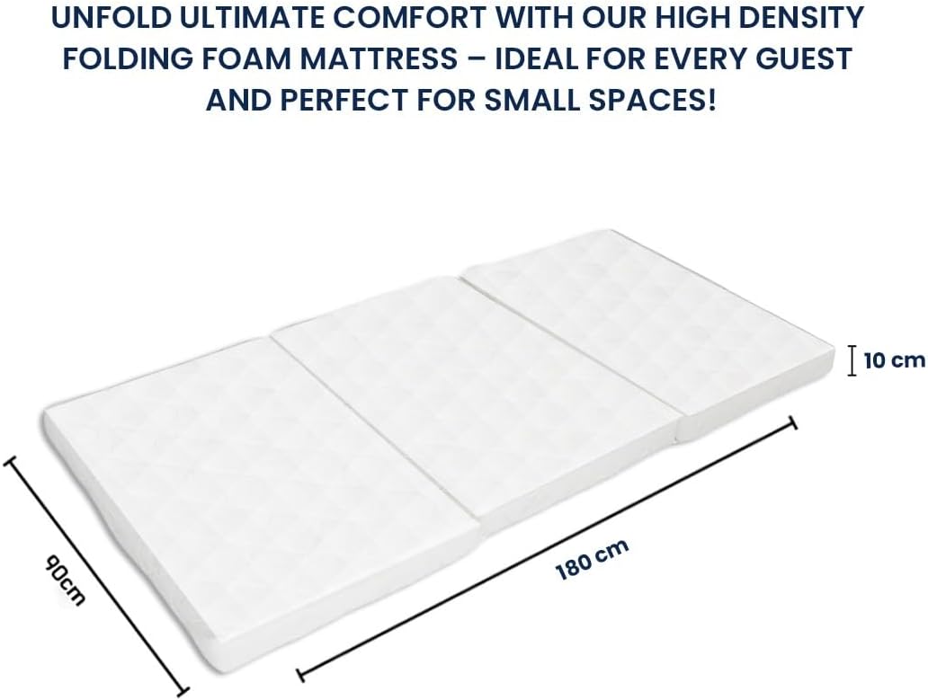 INFINI HOMES Single High Density Foam White Folding Mattress (90W X 180L X 7H)