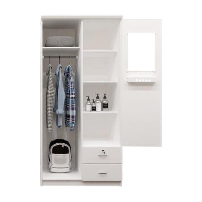 Karnak 2 Door Wooden Wardrobe,Solid Wood Wardrobe With Lockable Drawers Perfect Modern Stylish Heavy Duty Color (White)