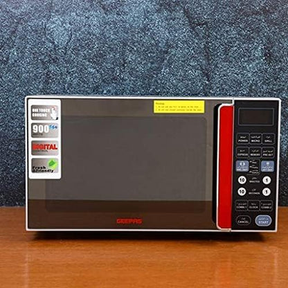 Geepas 27L Digital Microwave Oven - 900W Microwave Oven with Multiple Cooking Menus