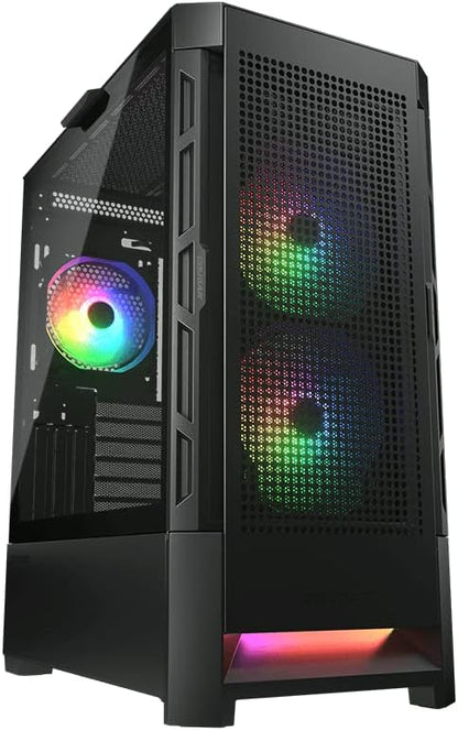 COUGAR DUOFACE RGB MID-TOWER GAMING PC CASE, 2 X 140MM ARGB FANS, 1 X 120MM ARGB FAN, UNBEATABLE COOLING PERFORMANCE, TEMPERED GLASS - BLACK