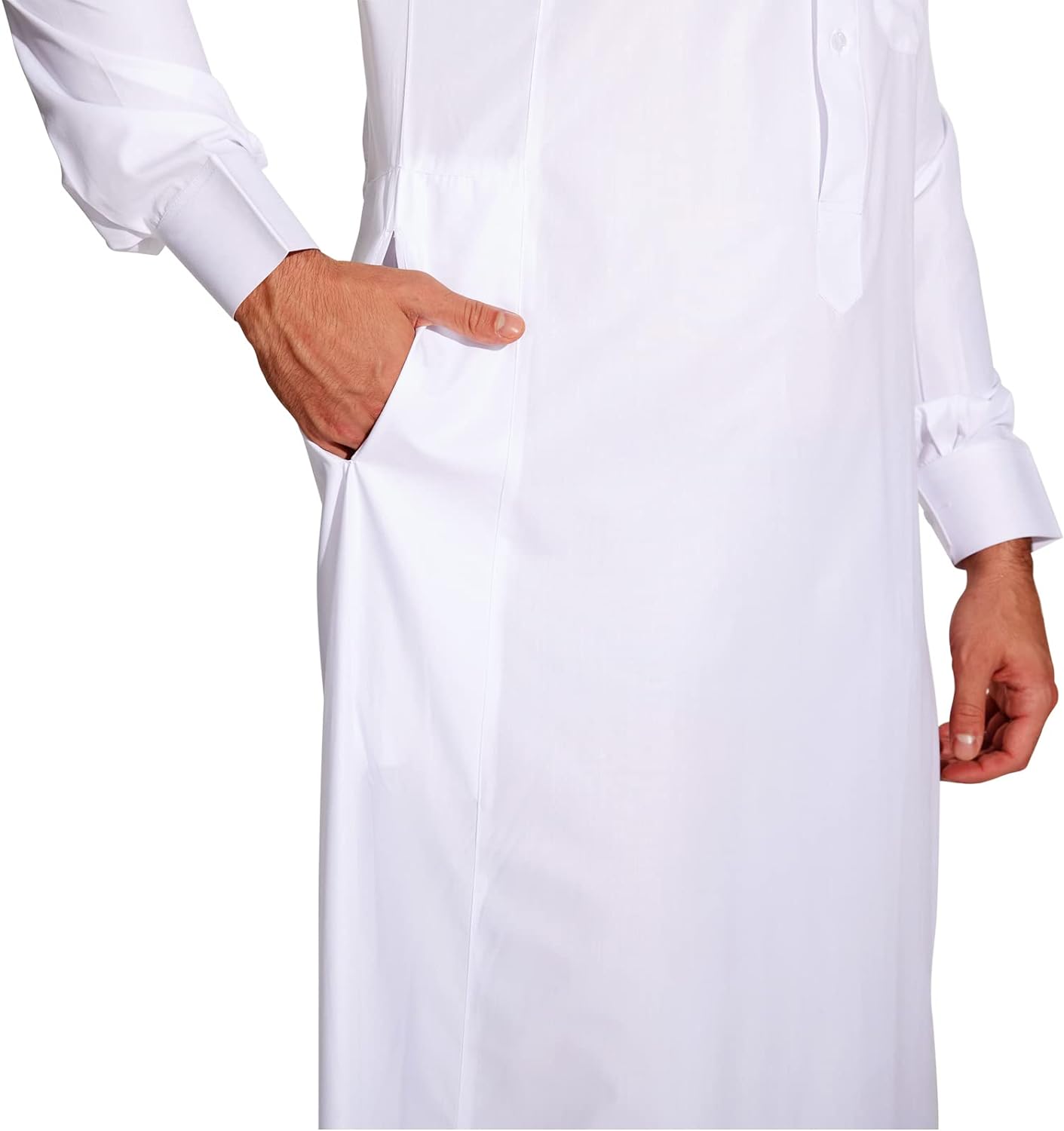 Sabolia Saudi Arabic Thobe Men’s Arab Robe Men’s Muslim Clothes Ramadan Middle East Ethnic Clothes Cuff Sleeve Size 62