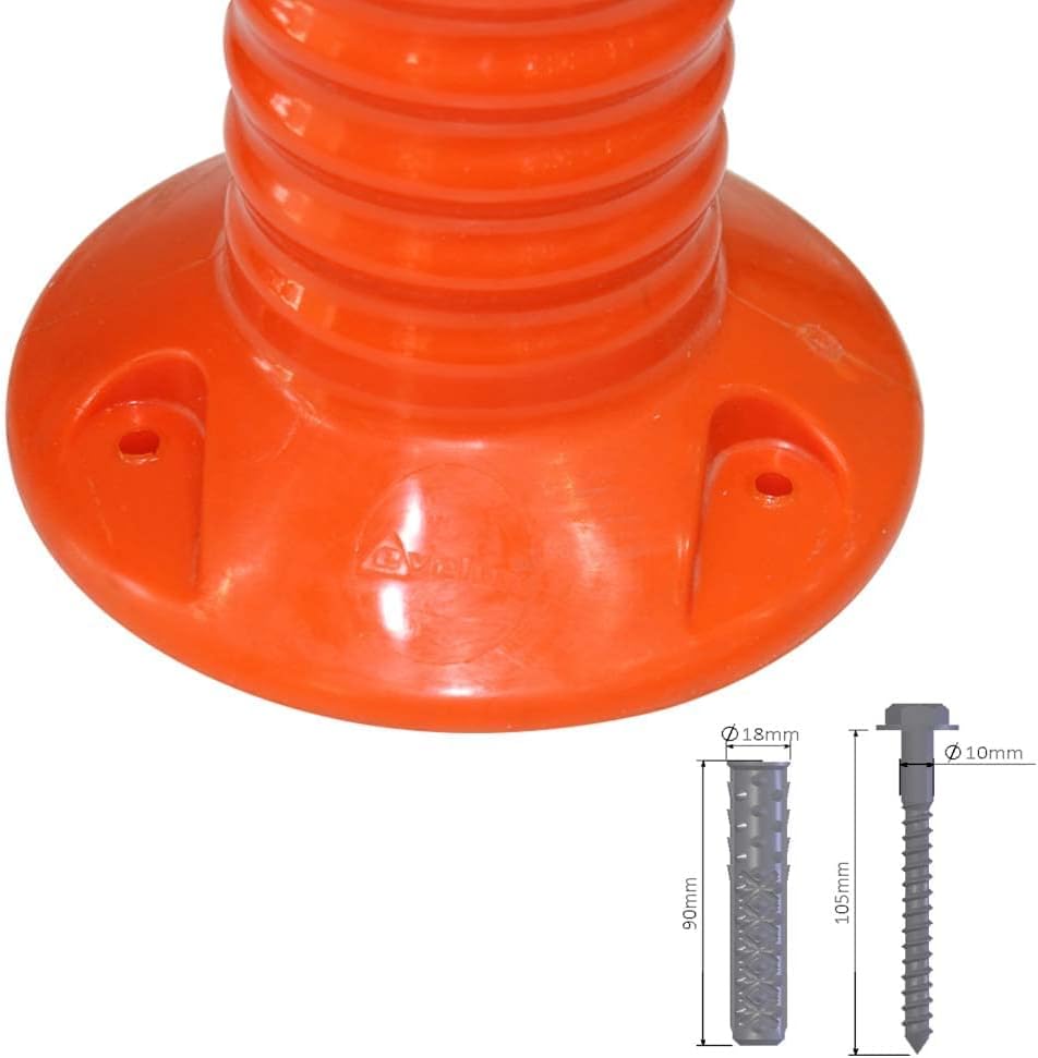 Traffic Safety 75CM Delineator Post | Reflective Flexible Guide Post Orange | Impact Resistant Channelizer Post with Screw and Anchor | Unbreakable Spring Post