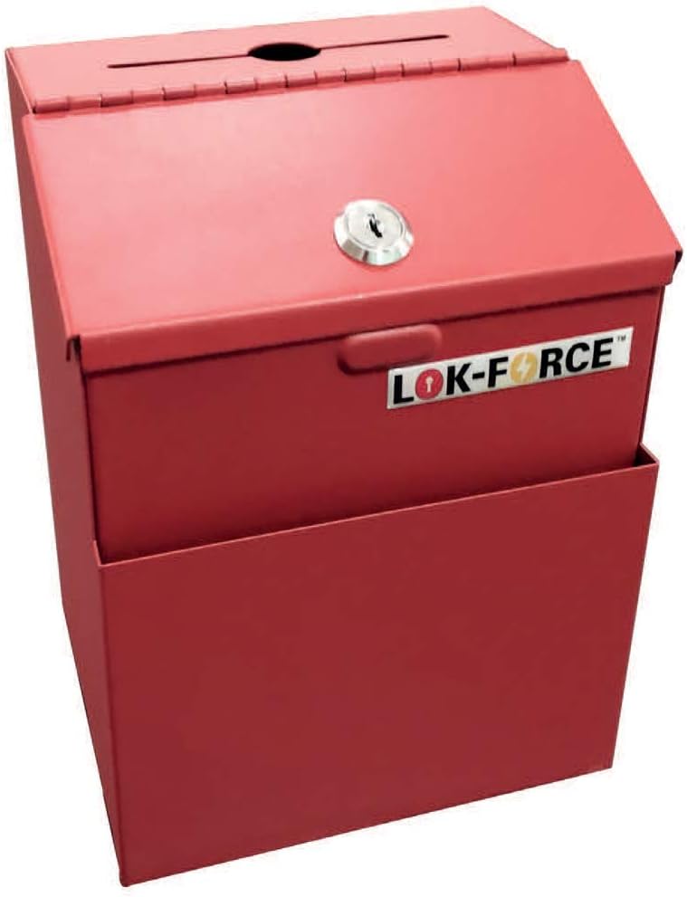 LOK-FORCE - SUGGESTION BOX Heavy Duty construction. Dimension: 215mm x 185mm x 150mm Color: Red.(CAB-SB)