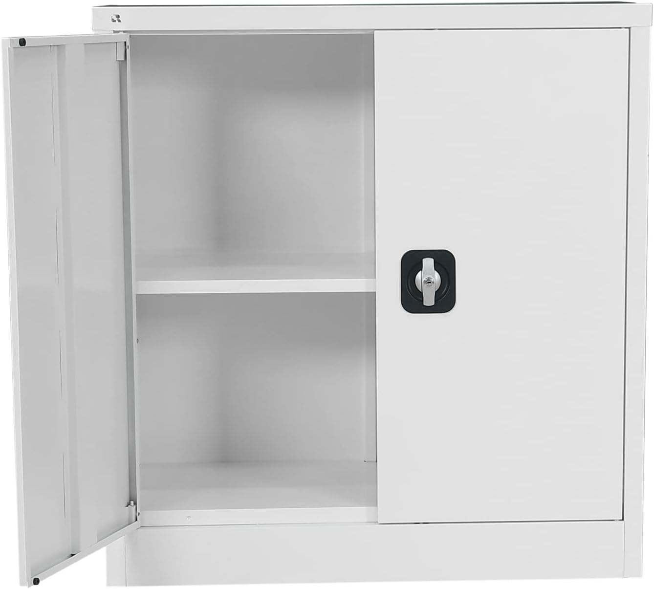 RIGID Office Cupboard Low Height, Steel Filing Cupboard, Cabinet with Shelves Storage Compartment (White)