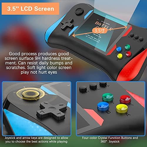 Handheld Game Console for Kids Adults, 3.5'' LCD Screen Retro Handheld Video Game Console, Preloaded 500 Classic Retro Video Games with Rechargeable Battery, Support 2 Players and TV Connection (AA)