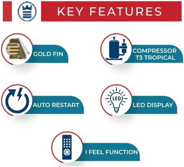 Westpoint 1.5 Ton Split Air Conditioner, 18000 BTU, Rotary Compressor, I FEEL function, Gold Fins, 4 Way Swing, Indoor HxWxD 31x95.2x22.7 cms,