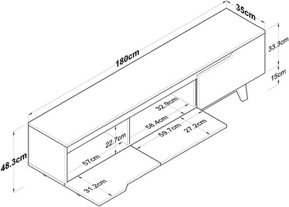 Home Canvas Tv Unit Modern Free Standing Tv Stand 180 cm - Oak