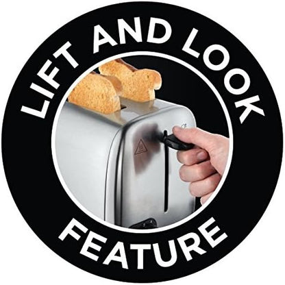 Russell Hobbs 2 Slice Toaster with Perfect Toast Technology for improved evenness (Wide slots, Lift & look feature, 6 Browning levels, Frozen & Cancel function, 850W, Brushed Stainless Steel) 24081