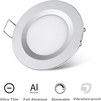 acegoo RV Boat Recessed Ceiling Light 4 Pack Super Slim LED Panel Light DC 12V 3W Full Aluminum Downlights, Cool White (White)